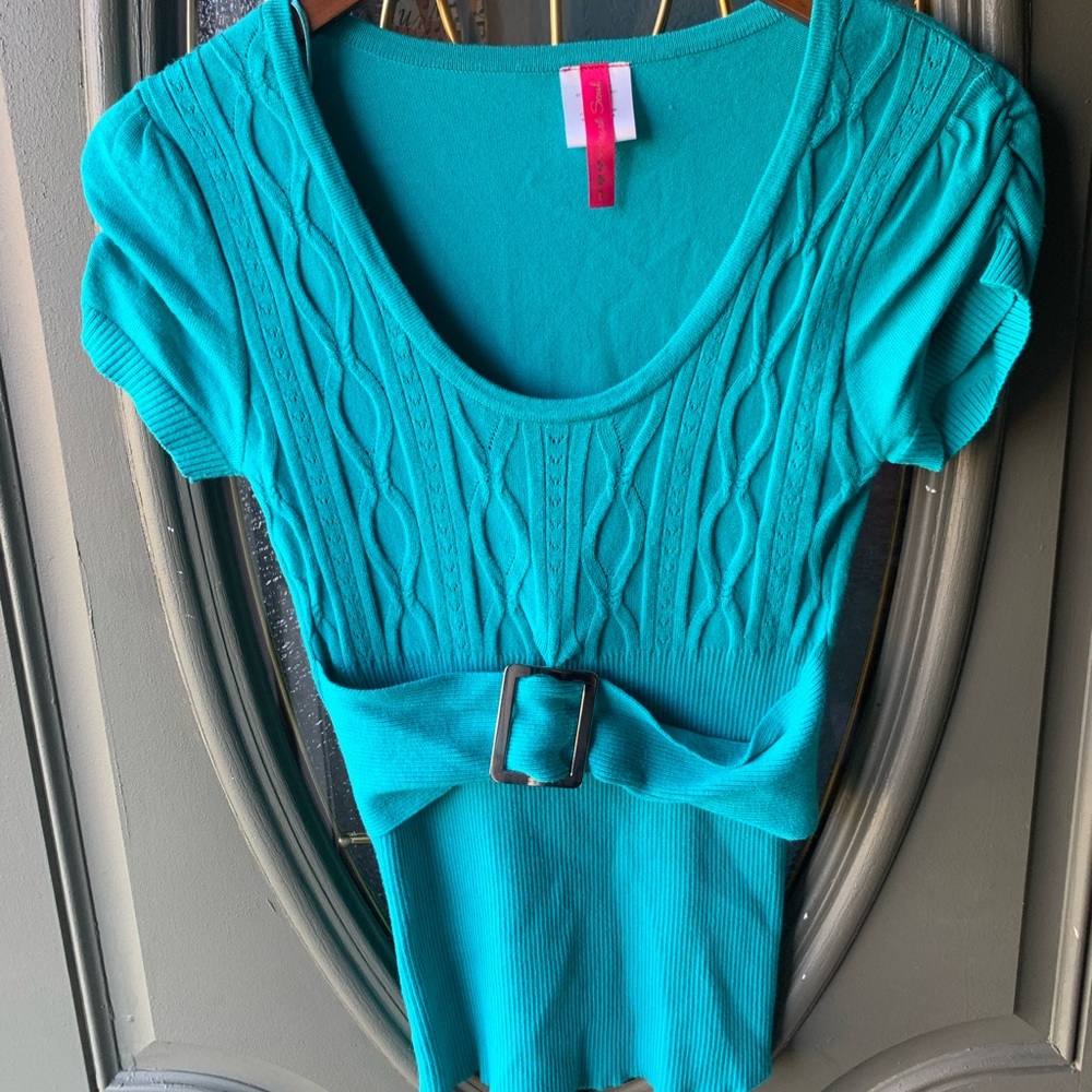 Teal short sleeved sweater